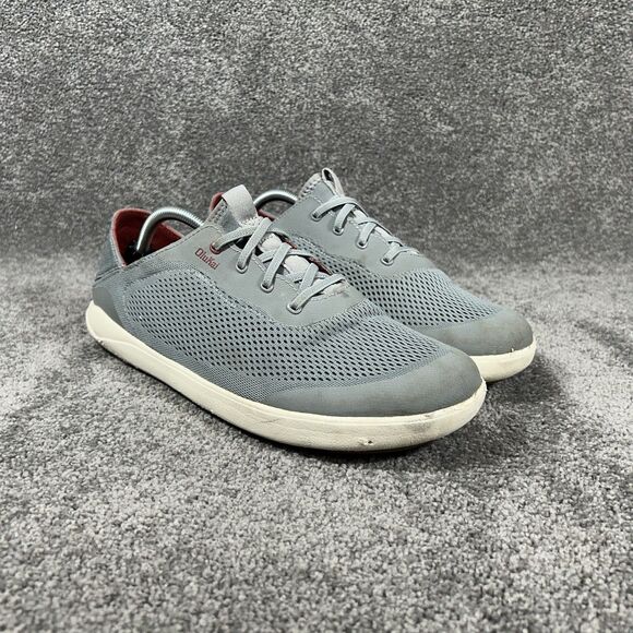 Olukai Moku Pae 10472-25RX Mens Size 11 Gray Mesh Lace Up Casual Boat Shoes Used main image 8